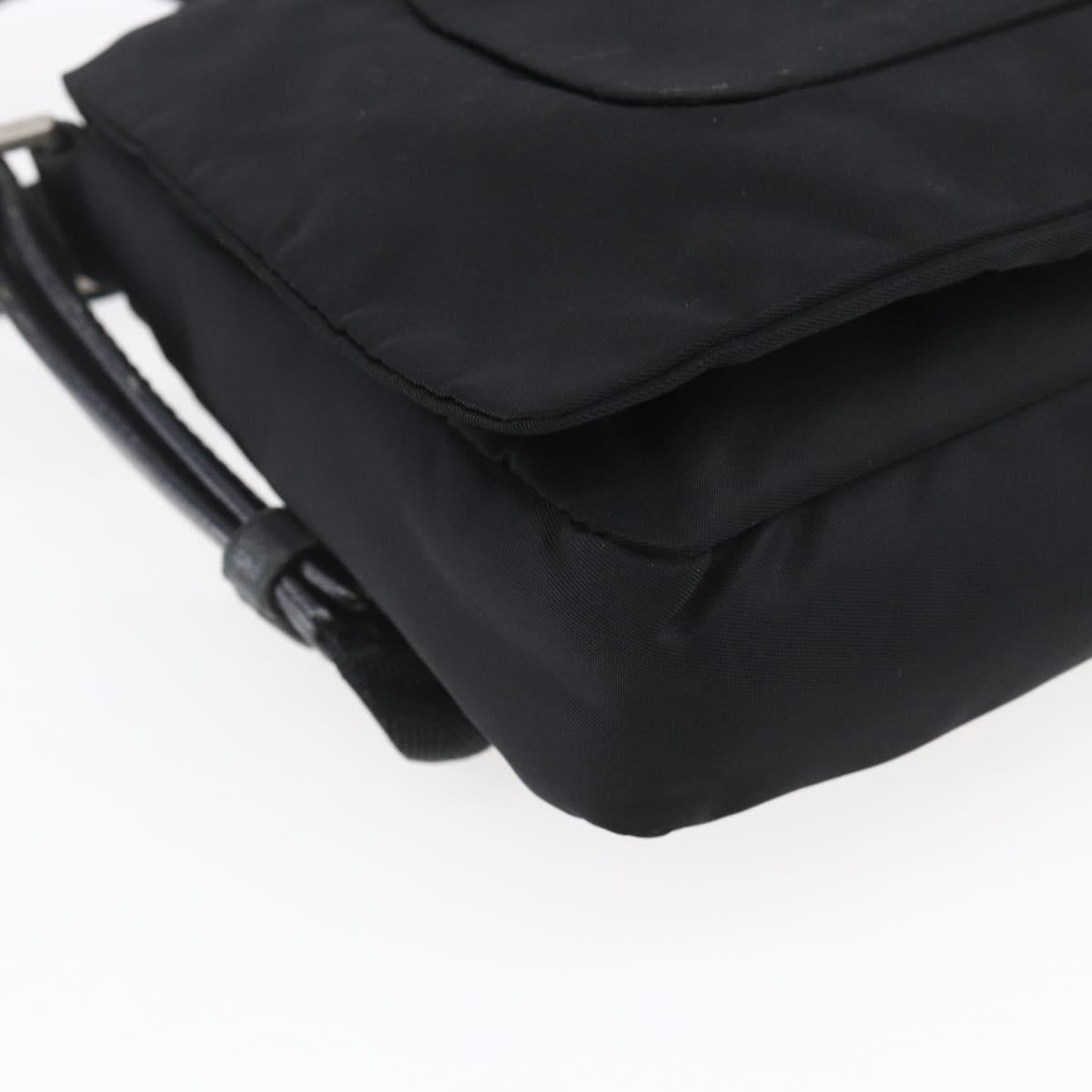 PRADA Shoulder Bag Nylon Black Silver Auth 149391