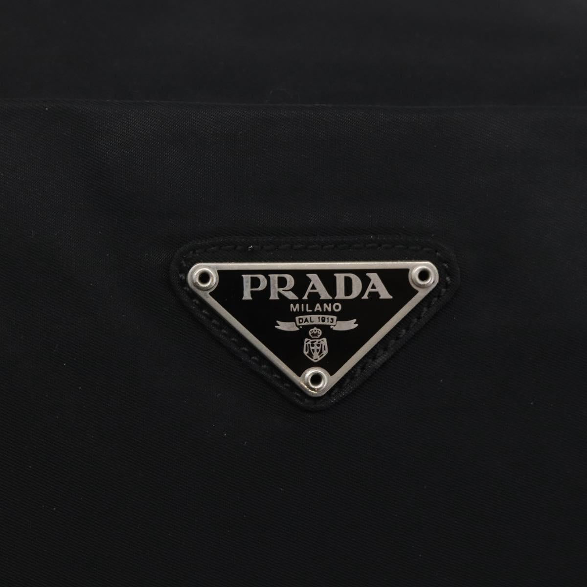 PRADA Shoulder Bag Nylon Black Silver Auth 149391