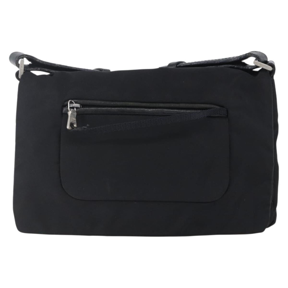 PRADA Shoulder Bag Nylon Black Silver Auth 149391