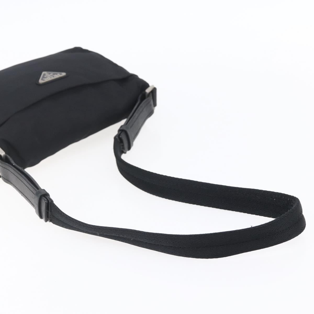PRADA Shoulder Bag Nylon Black Silver Auth 149391