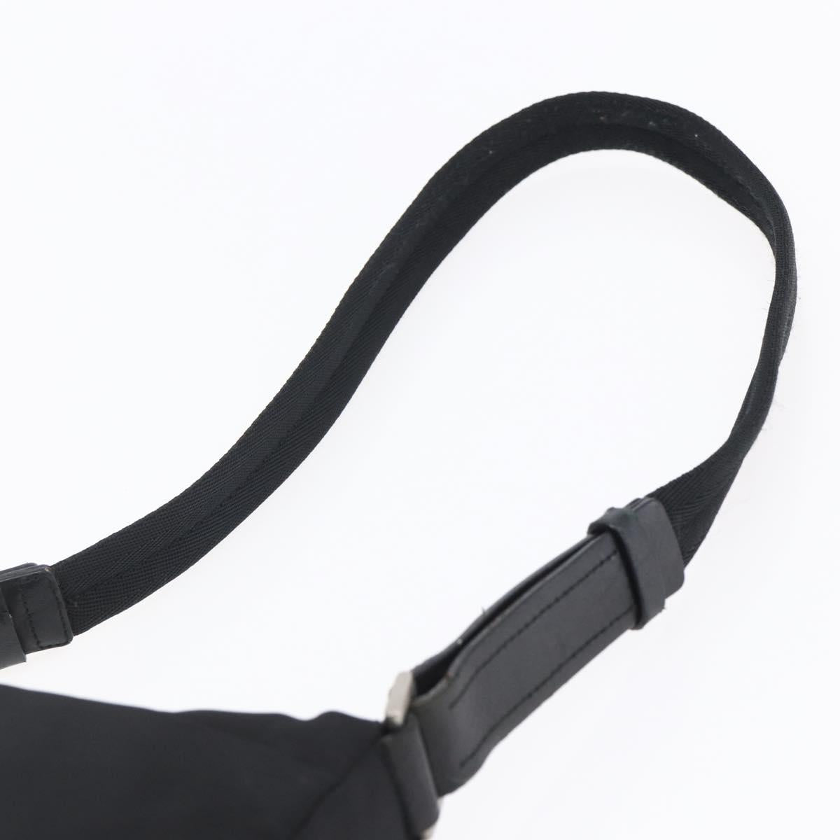PRADA Shoulder Bag Nylon Black Silver Auth 149391