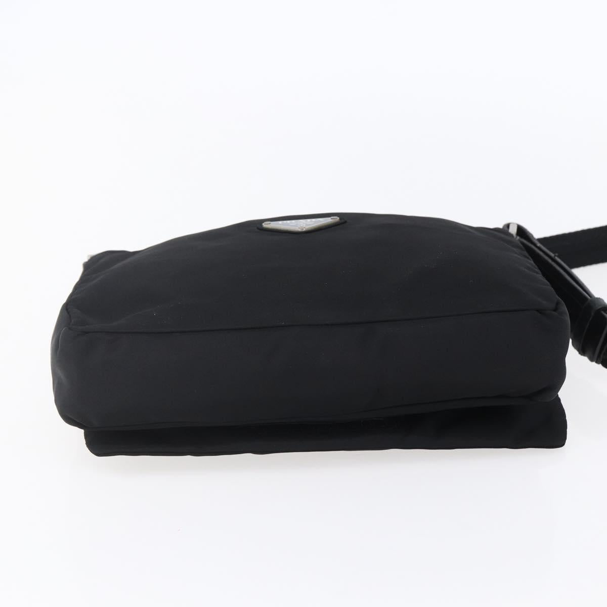 PRADA Shoulder Bag Nylon Black Silver Auth 149391