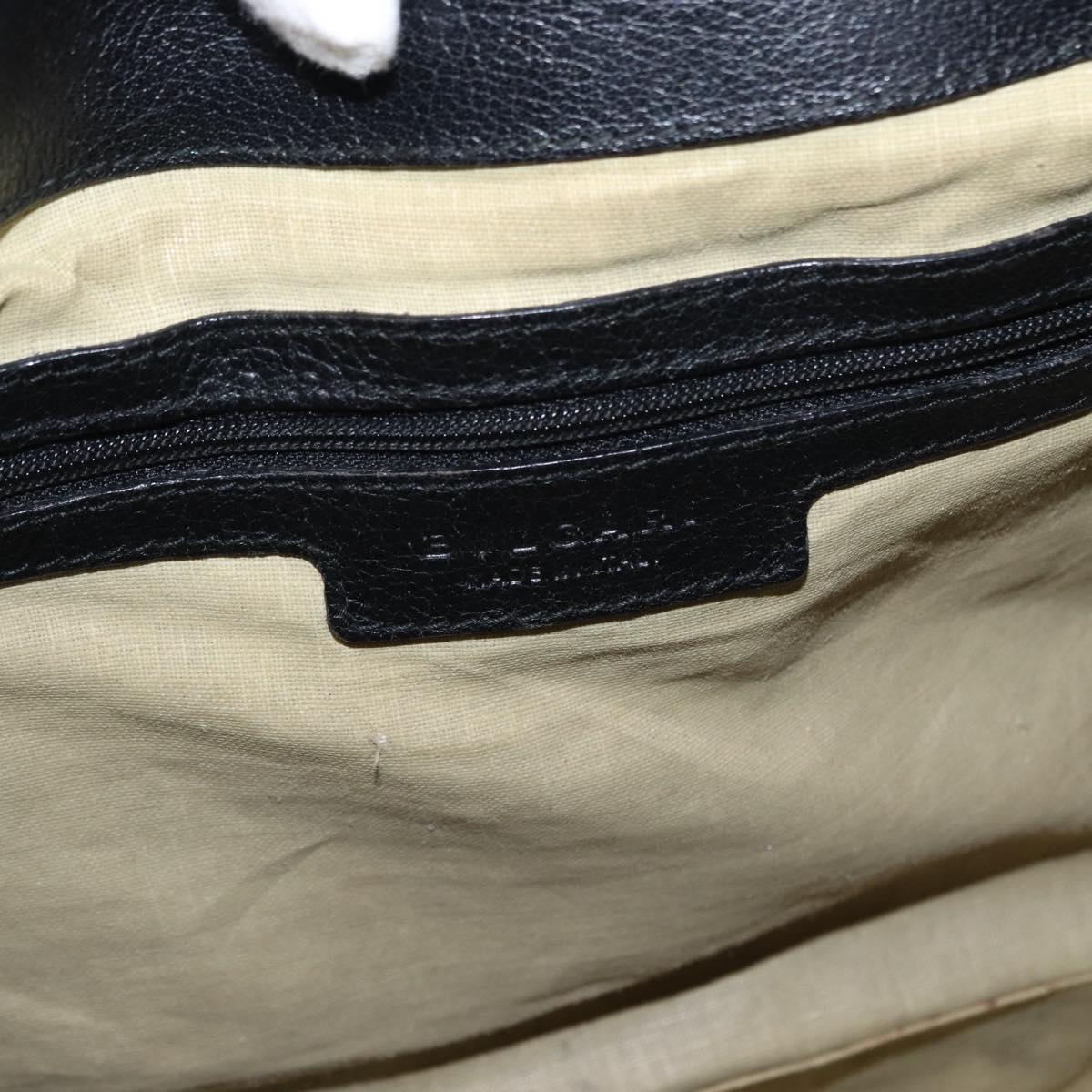 BVLGARI Chandra Hand Bag Leather Black Gold Auth 149392