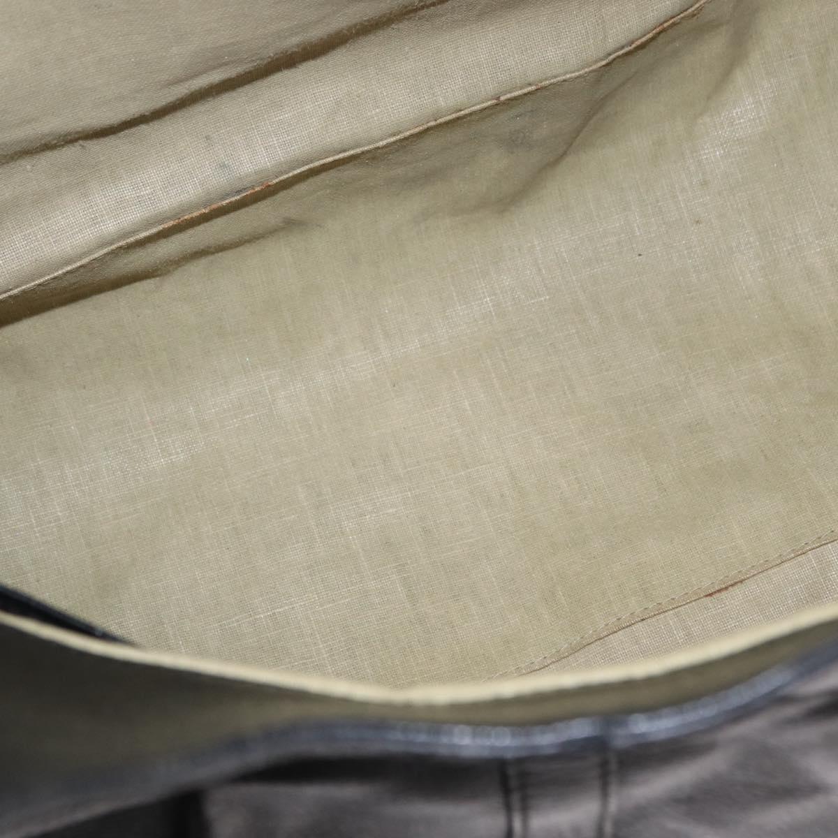 BVLGARI Chandra Hand Bag Leather Black Gold Auth 149392