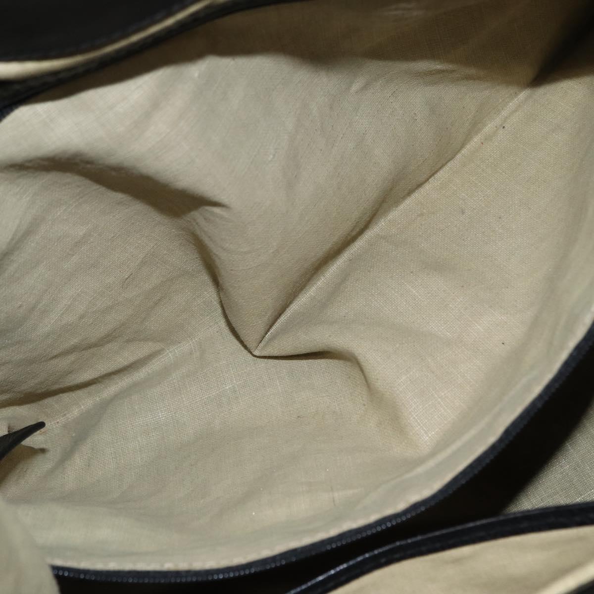 BVLGARI Chandra Hand Bag Leather Black Gold Auth 149392