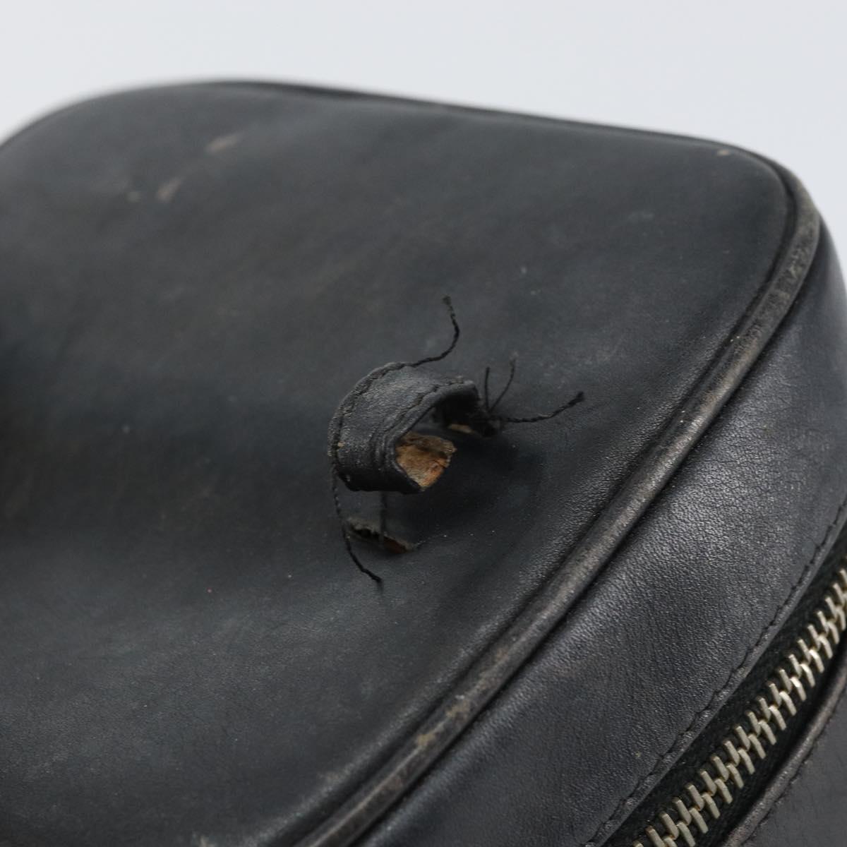 CHANEL Bicolore Vanity Bag Lamb Skin Black Gold CC Auth 149400