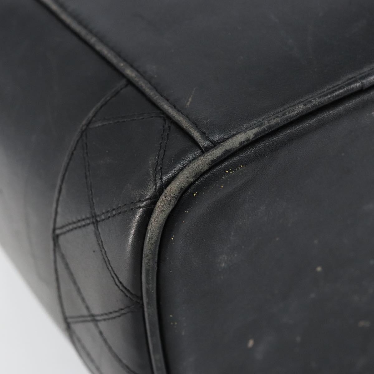 CHANEL Bicolore Vanity Bag Lamb Skin Black Gold CC Auth 149400