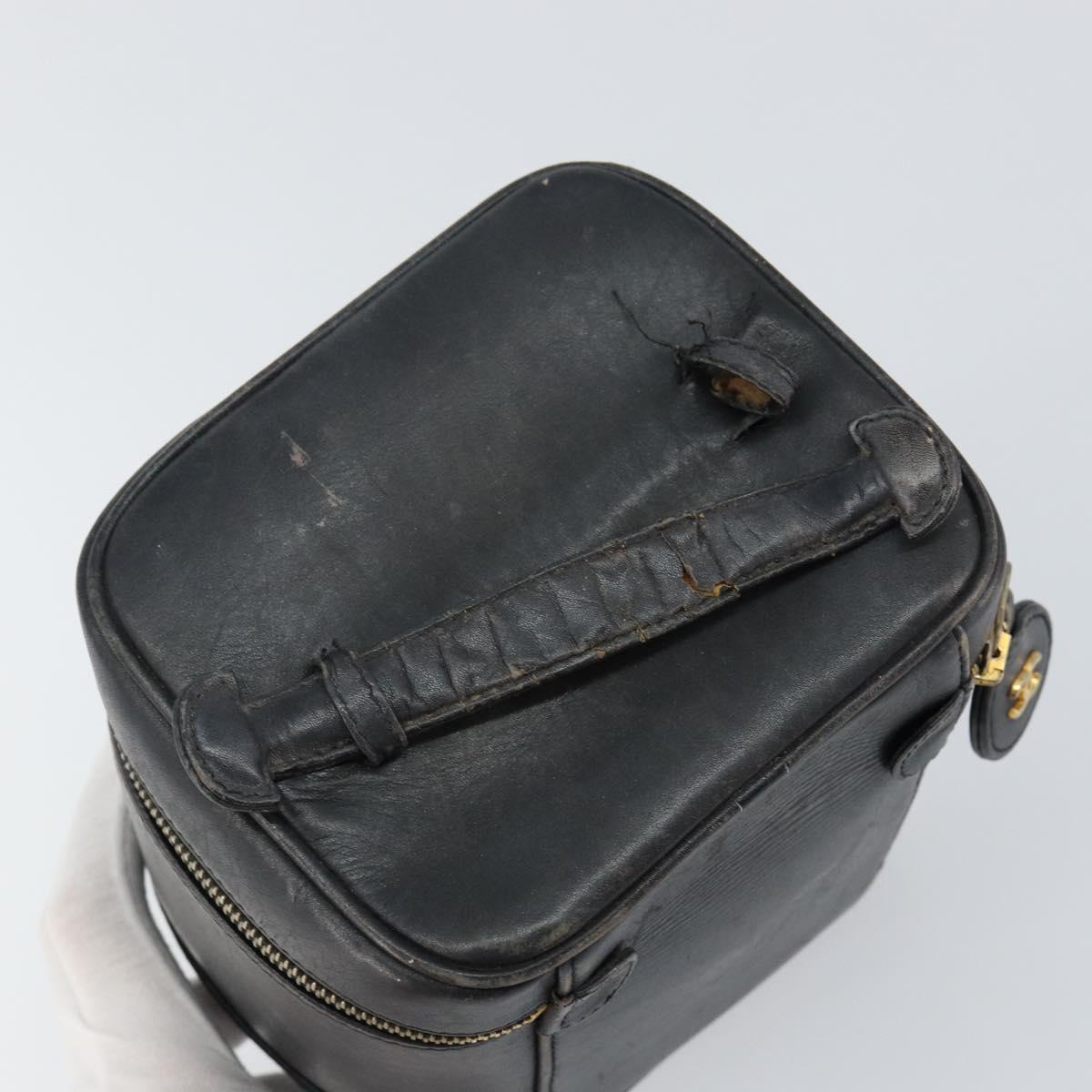 CHANEL Bicolore Vanity Bag Lamb Skin Black Gold CC Auth 149400