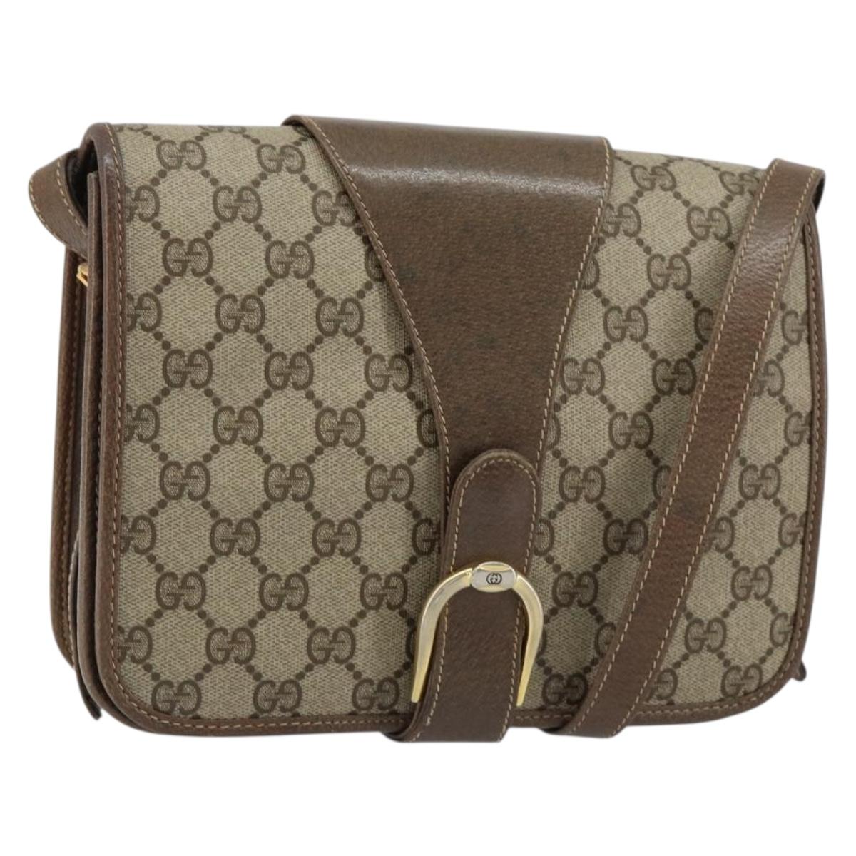 GUCCI GG Supreme Shoulder Bag PVC Beige Gold 93 02 023 Auth 149411