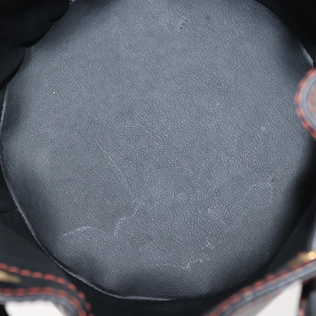 SAINT LAURENT Y Motif Shoulder Bag Leather Black Gold Auth 149413