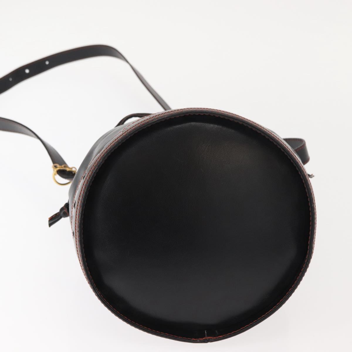 SAINT LAURENT Y Motif Shoulder Bag Leather Black Gold Auth 149413