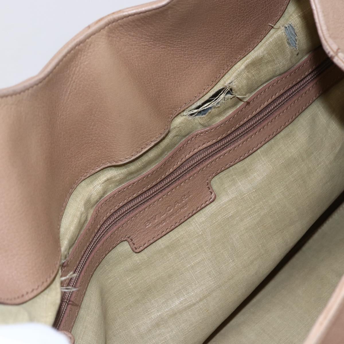 BVLGARI Chandra Shoulder Bag Leather Beige Gold Auth 149419