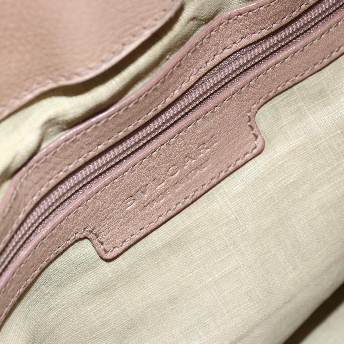 BVLGARI Chandra Shoulder Bag Leather Beige Gold Auth 149419