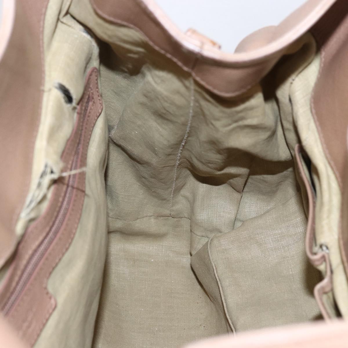 BVLGARI Chandra Shoulder Bag Leather Beige Gold Auth 149419