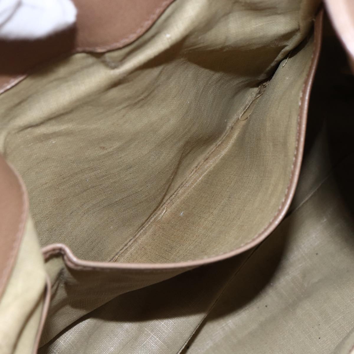 BVLGARI Chandra Shoulder Bag Leather Beige Gold Auth 149419