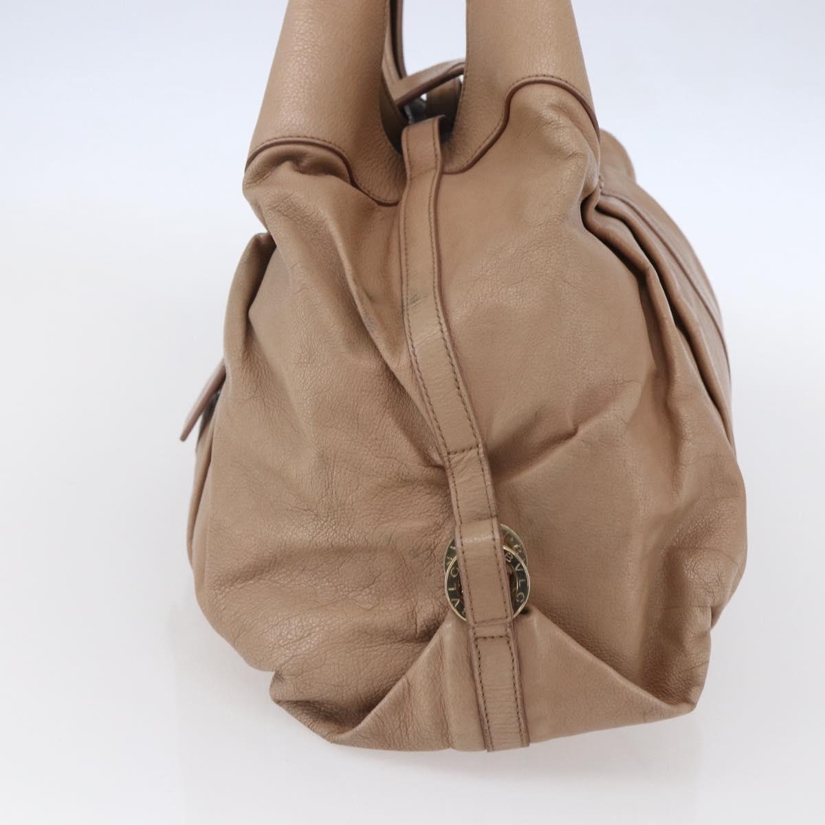 BVLGARI Chandra Shoulder Bag Leather Beige Gold Auth 149419