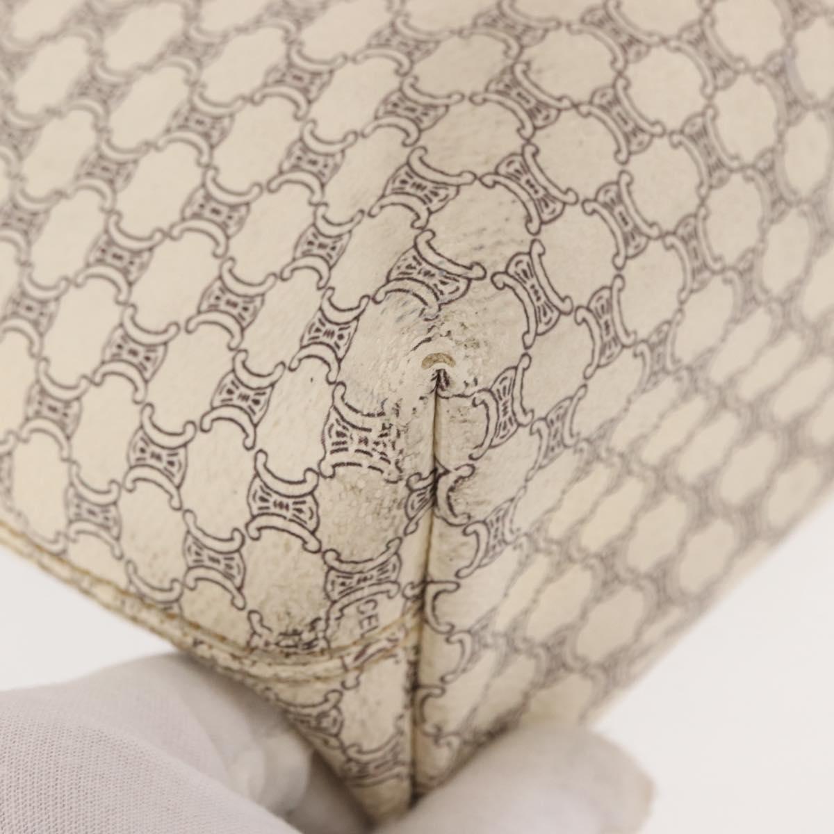 CELINE Macadam Canvas Tote Bag PVC Leather White Gold Auth 149420