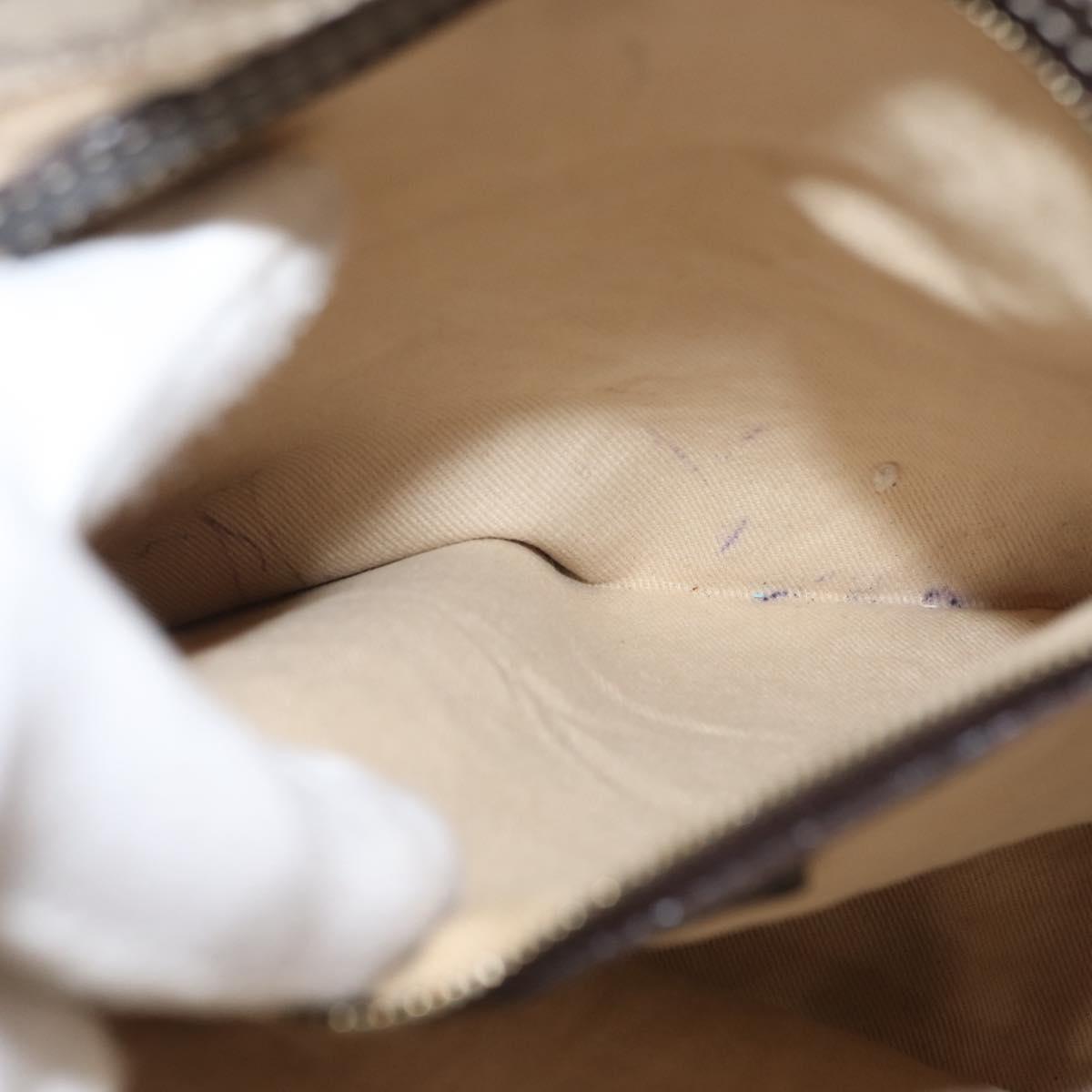 CELINE Macadam Canvas Tote Bag PVC Leather White Gold Auth 149420