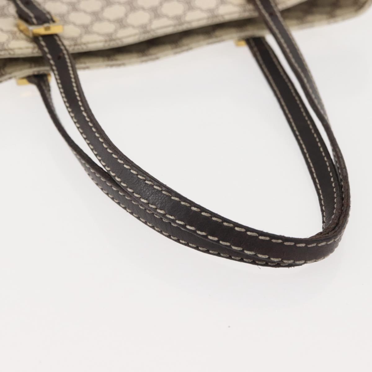 CELINE Macadam Canvas Tote Bag PVC Leather White Gold Auth 149420