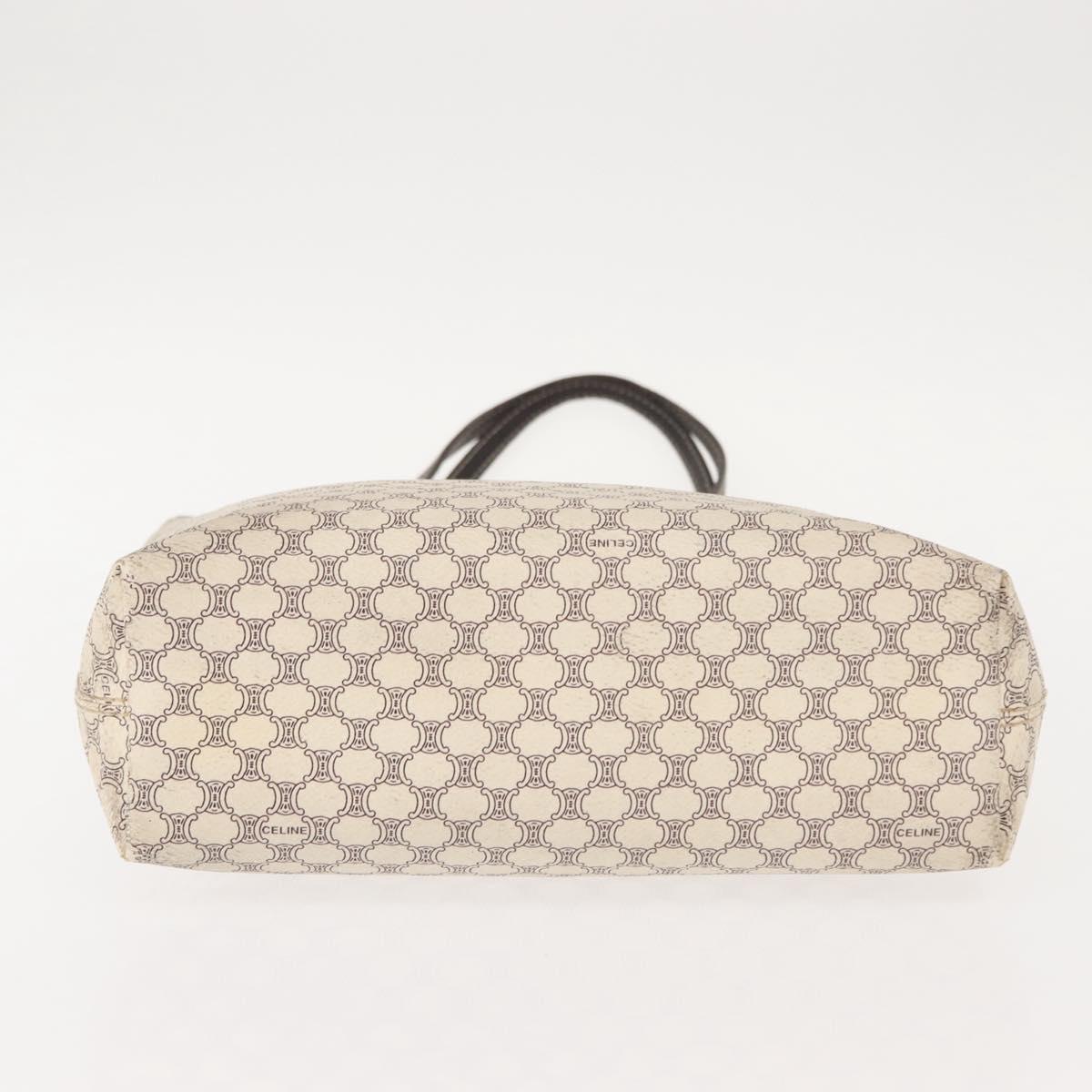 CELINE Macadam Canvas Tote Bag PVC Leather White Gold Auth 149420