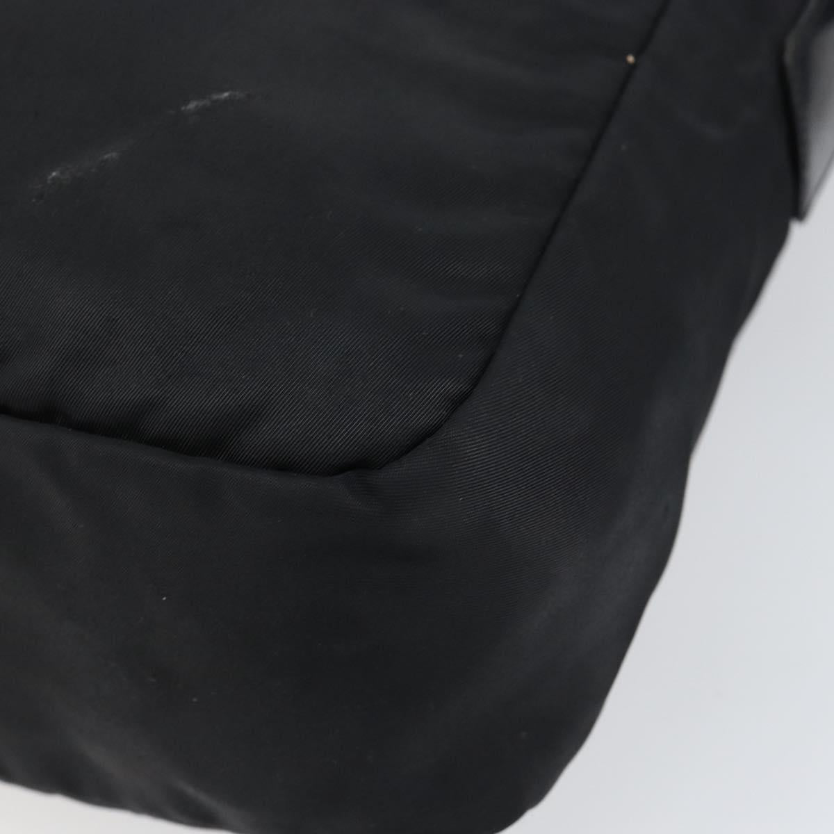 PRADA Shoulder Bag Nylon Black Silver Auth 149424