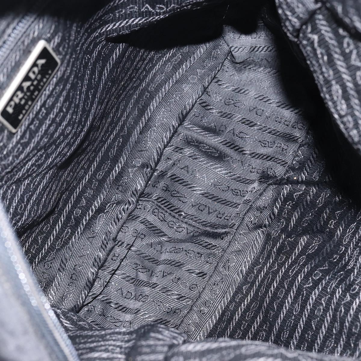 PRADA Shoulder Bag Nylon Black Silver Auth 149424