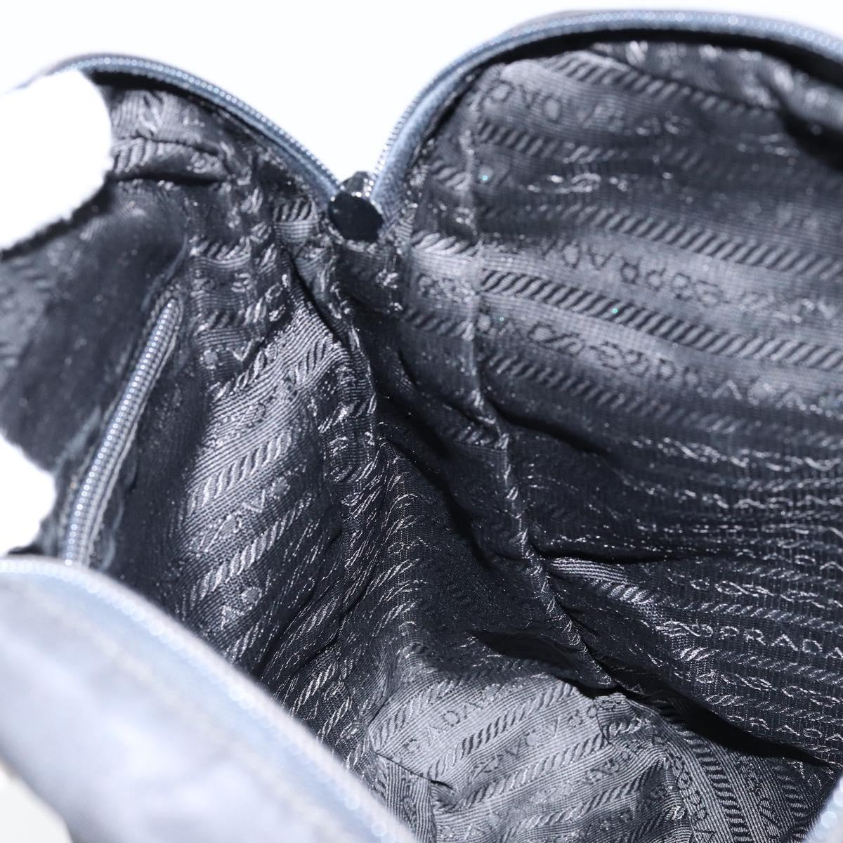 PRADA Shoulder Bag Nylon Black Silver Auth 149424