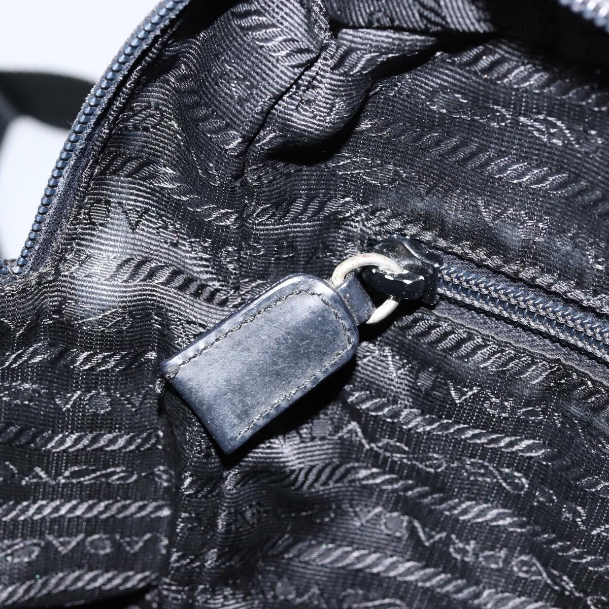 PRADA Shoulder Bag Nylon Black Silver Auth 149424