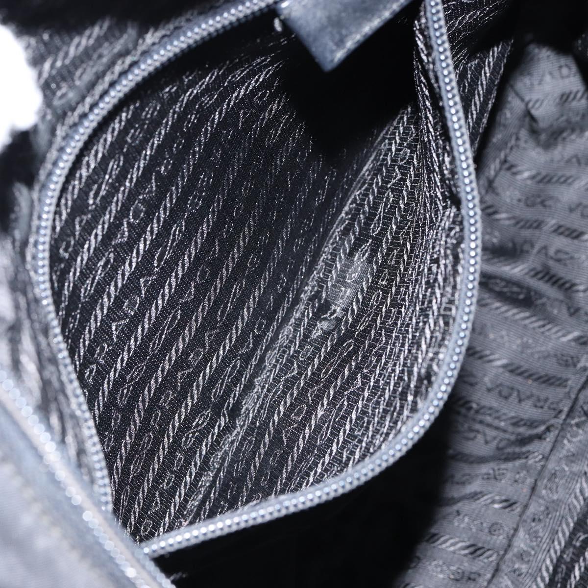 PRADA Shoulder Bag Nylon Black Silver Auth 149424