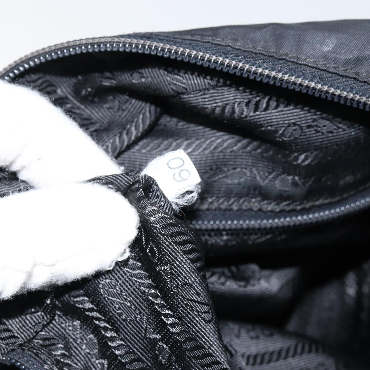 PRADA Shoulder Bag Nylon Black Silver Auth 149424