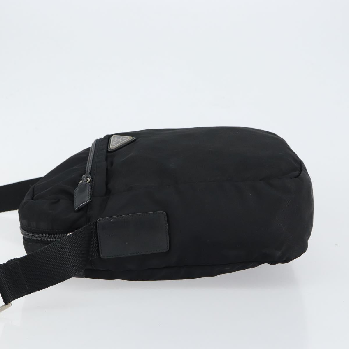 PRADA Shoulder Bag Nylon Black Silver Auth 149424