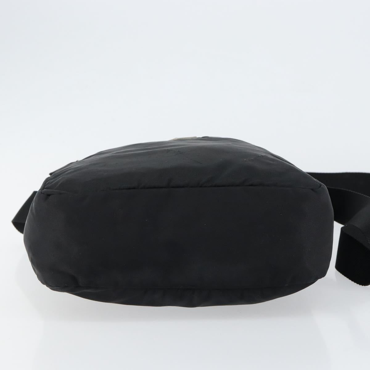 PRADA Shoulder Bag Nylon Black Silver Auth 149424