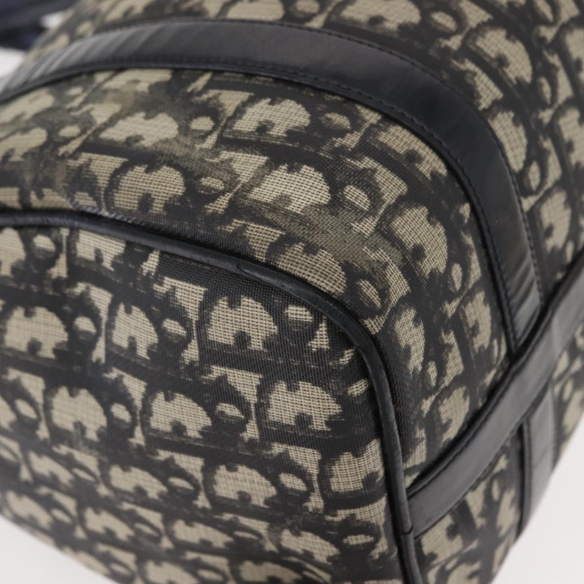 Christian Dior Trotter Canvas Hand Bag PVC Black Gold Auth 149434