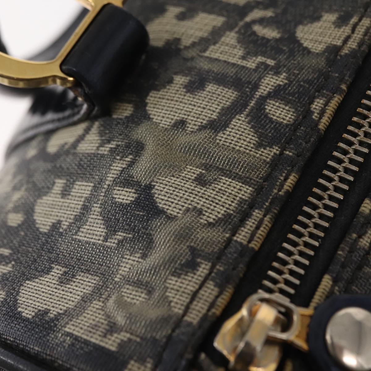 Christian Dior Trotter Canvas Hand Bag PVC Black Gold Auth 149434