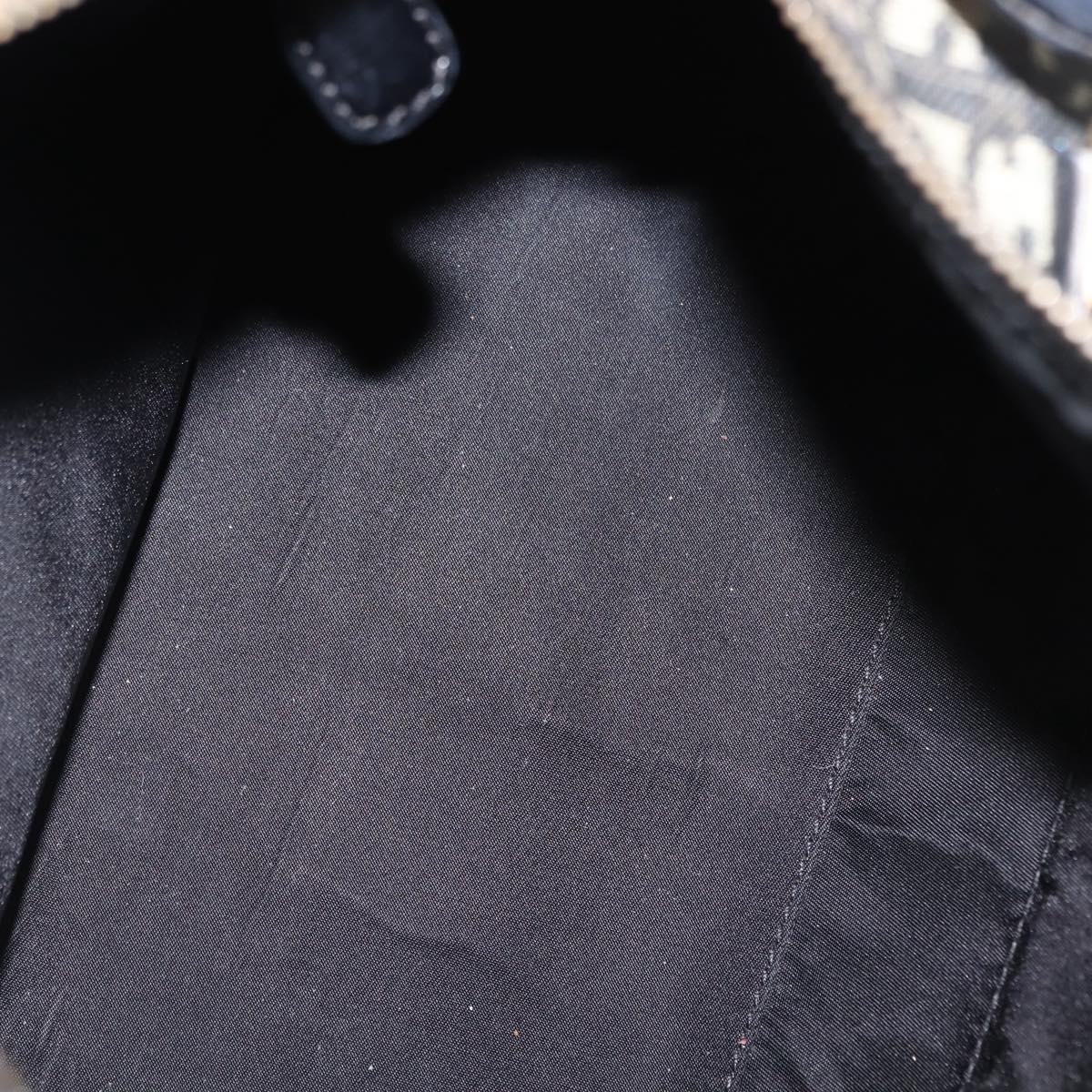 Christian Dior Trotter Canvas Hand Bag PVC Black Gold Auth 149434