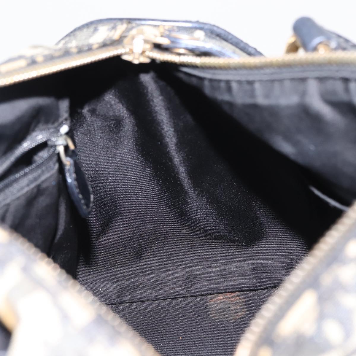 Christian Dior Trotter Canvas Hand Bag PVC Black Gold Auth 149434