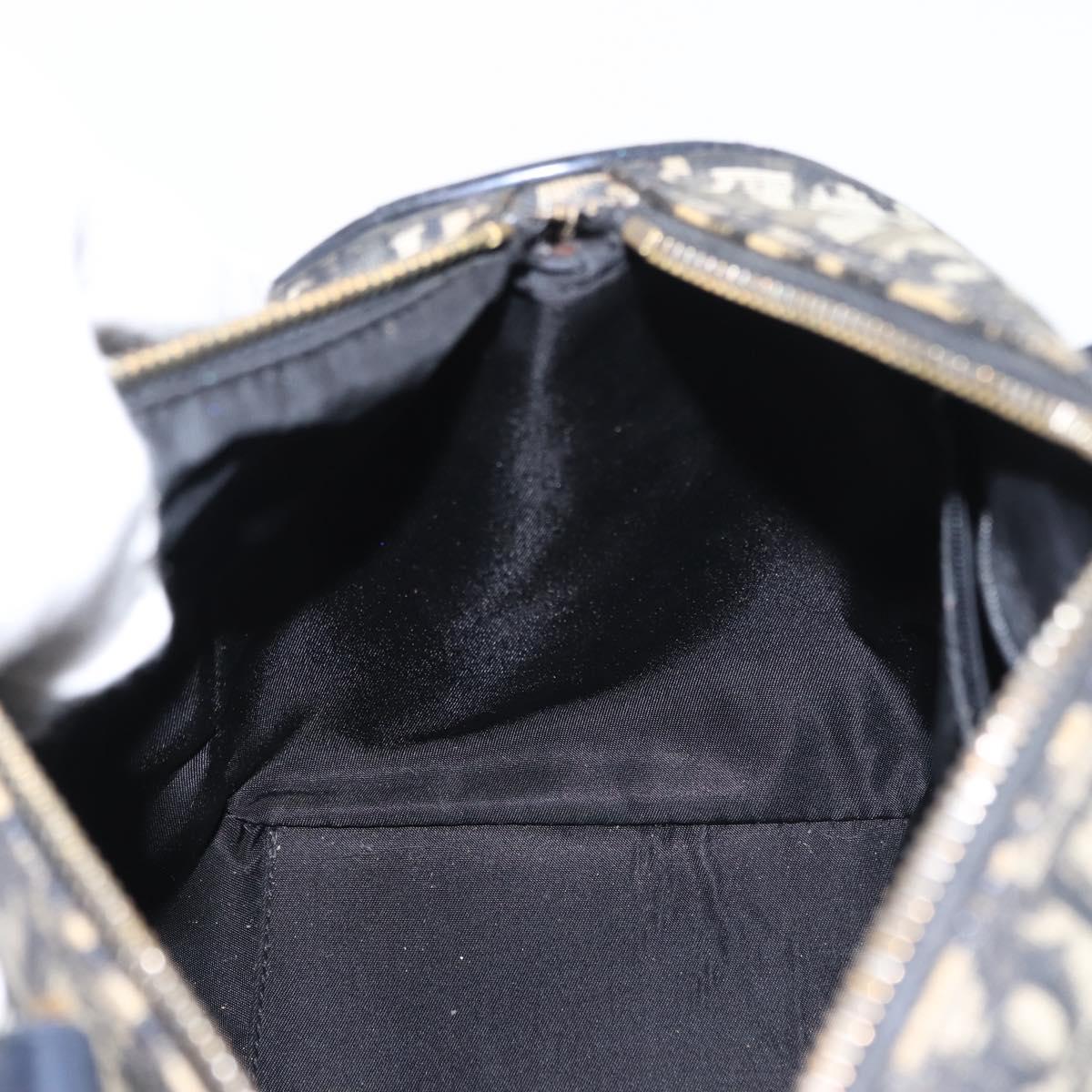 Christian Dior Trotter Canvas Hand Bag PVC Black Gold Auth 149434