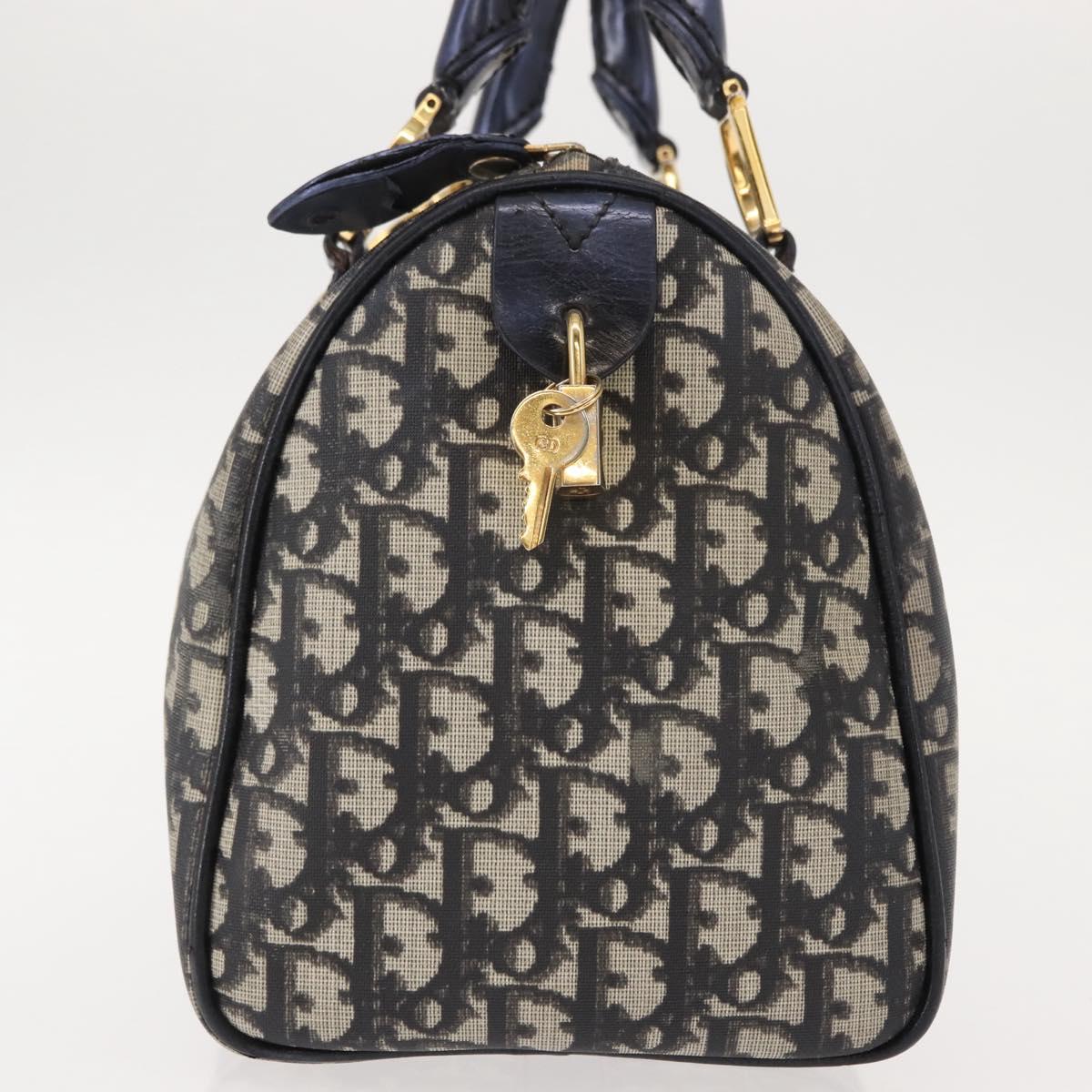 Christian Dior Trotter Canvas Hand Bag PVC Black Gold Auth 149434