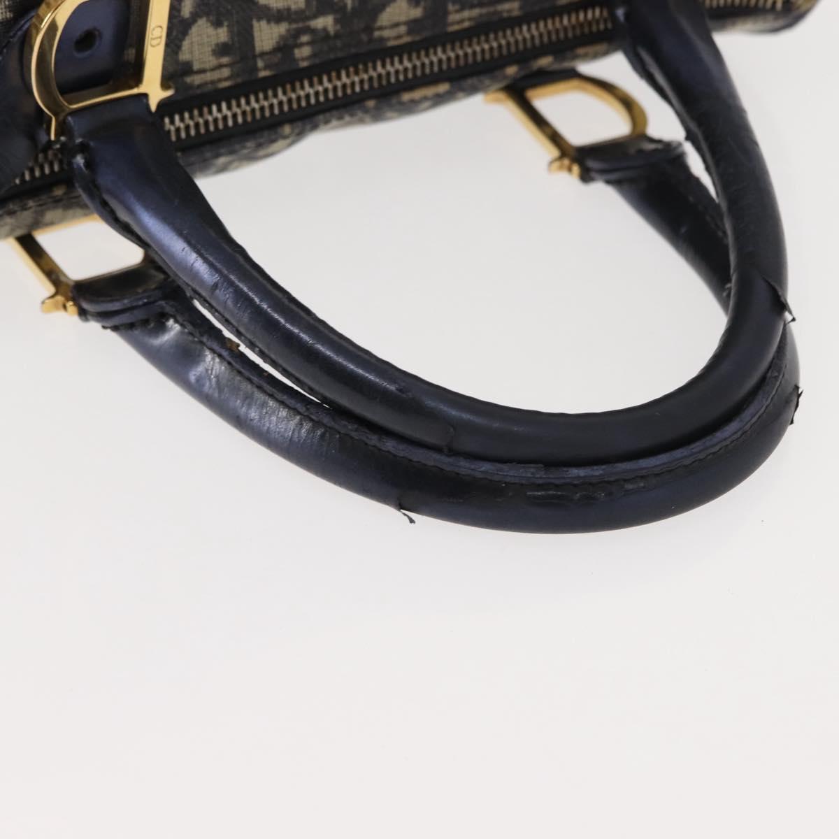 Christian Dior Trotter Canvas Hand Bag PVC Black Gold Auth 149434