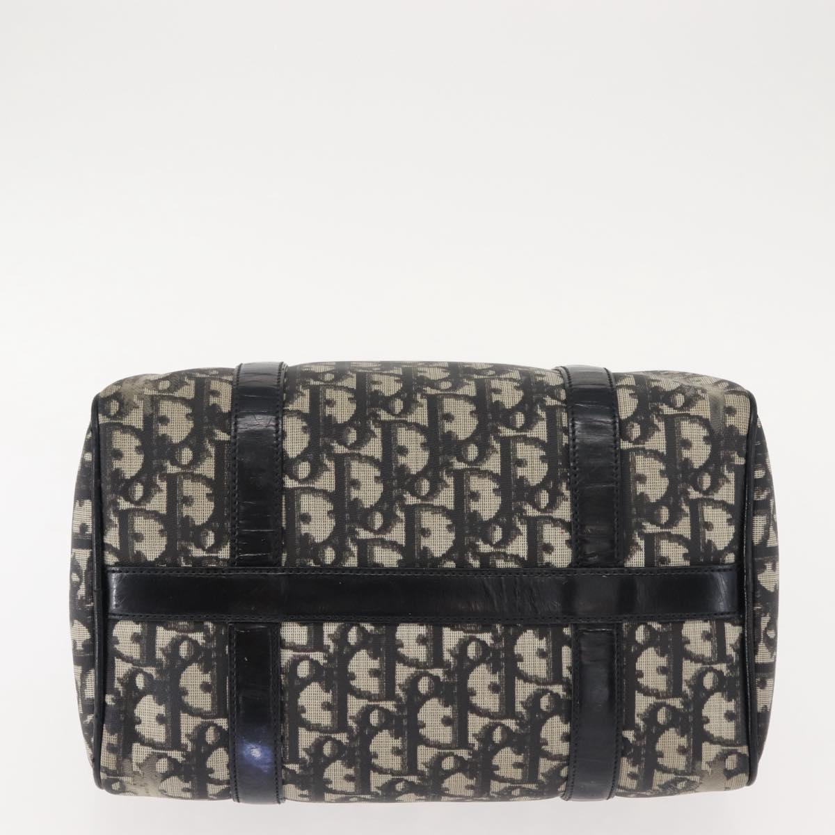 Christian Dior Trotter Canvas Hand Bag PVC Black Gold Auth 149434