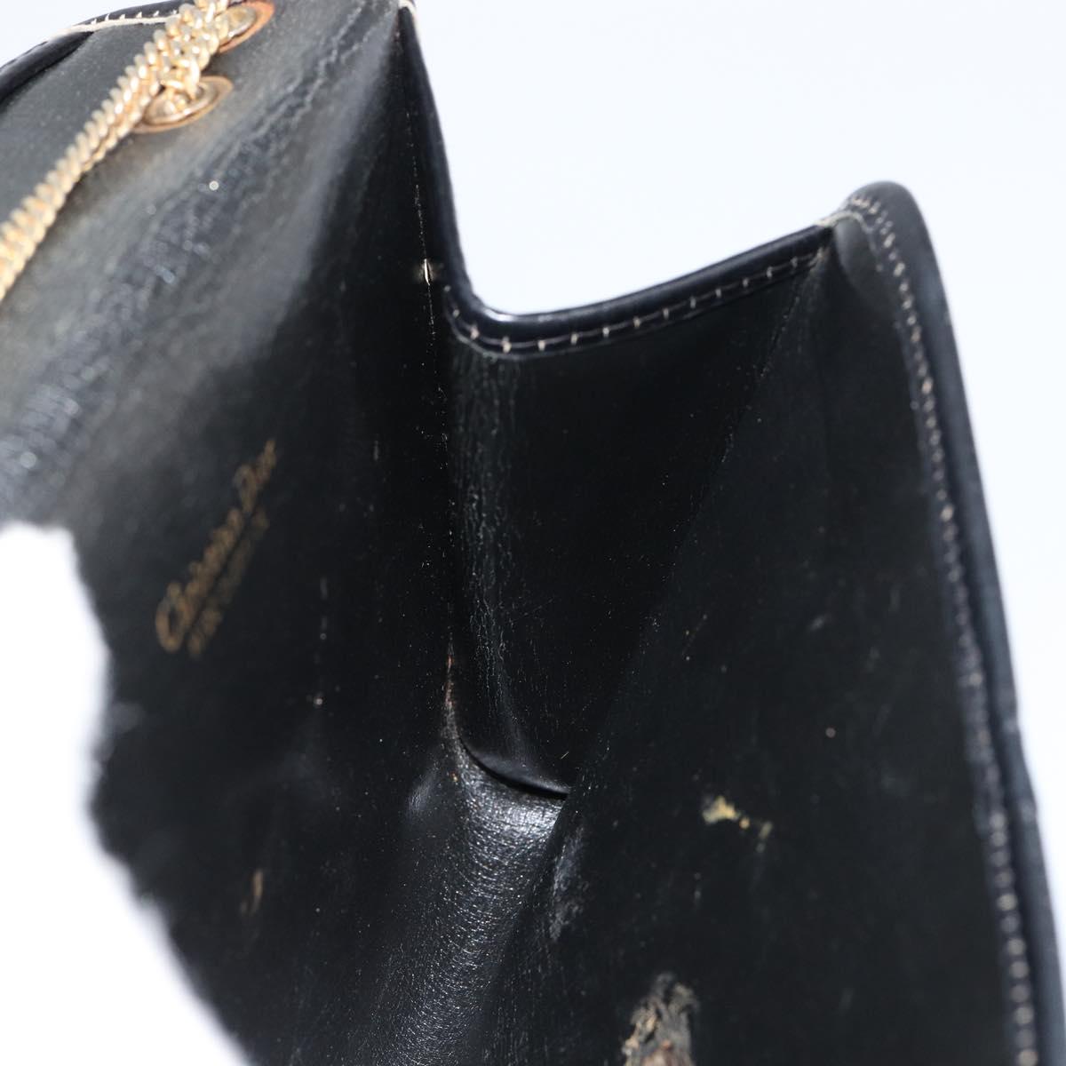 Christian Dior Trotter Canvas Chain Shoulder Bag Black Gold Auth 149437