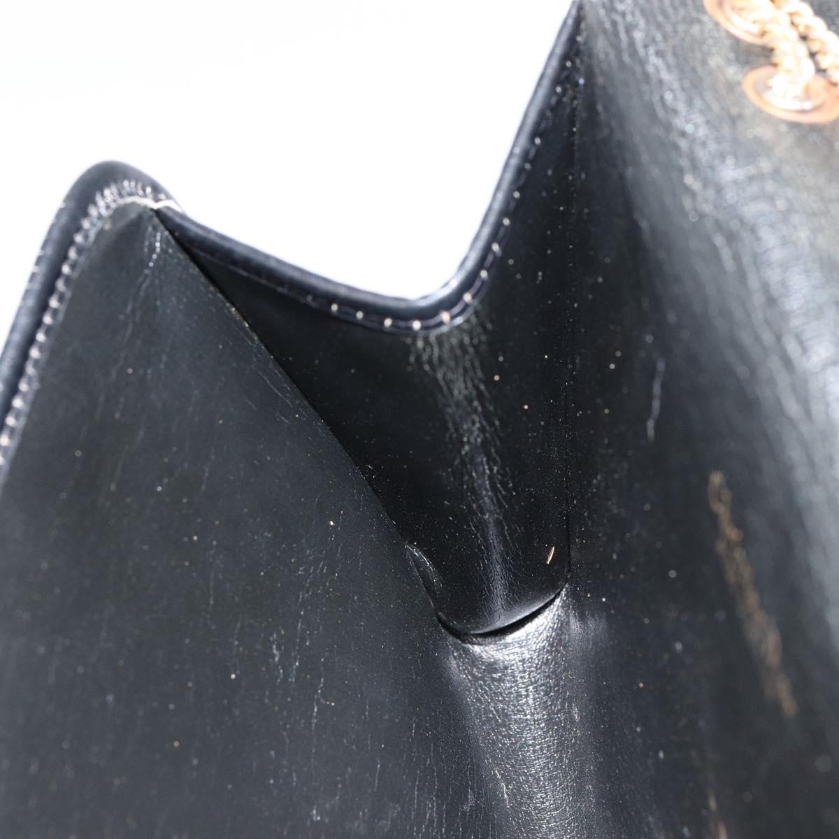 Christian Dior Trotter Canvas Chain Shoulder Bag Black Gold Auth 149437