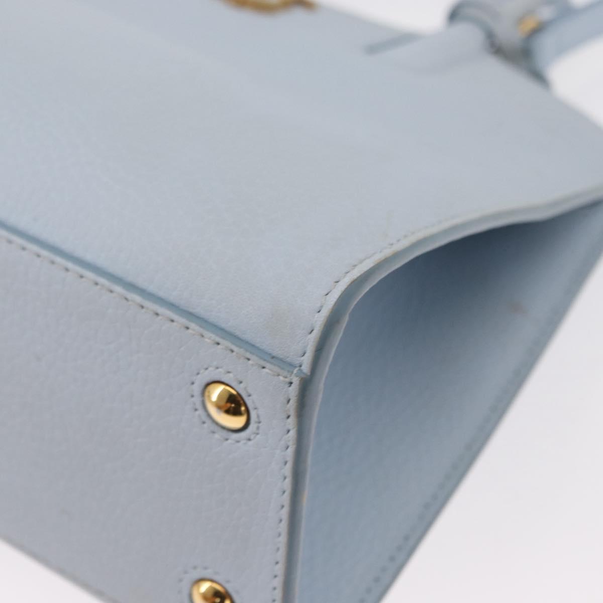 BURBERRY Frances Hand Bag Leather 2way Light Blue Gold Auth 149439