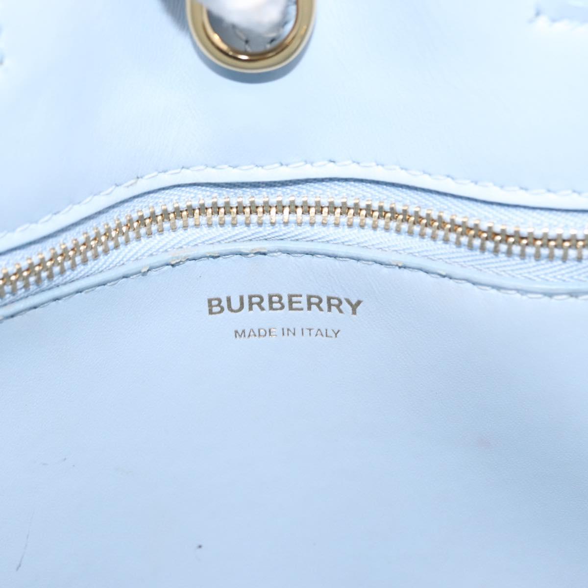 BURBERRY Frances Hand Bag Leather 2way Light Blue Gold Auth 149439