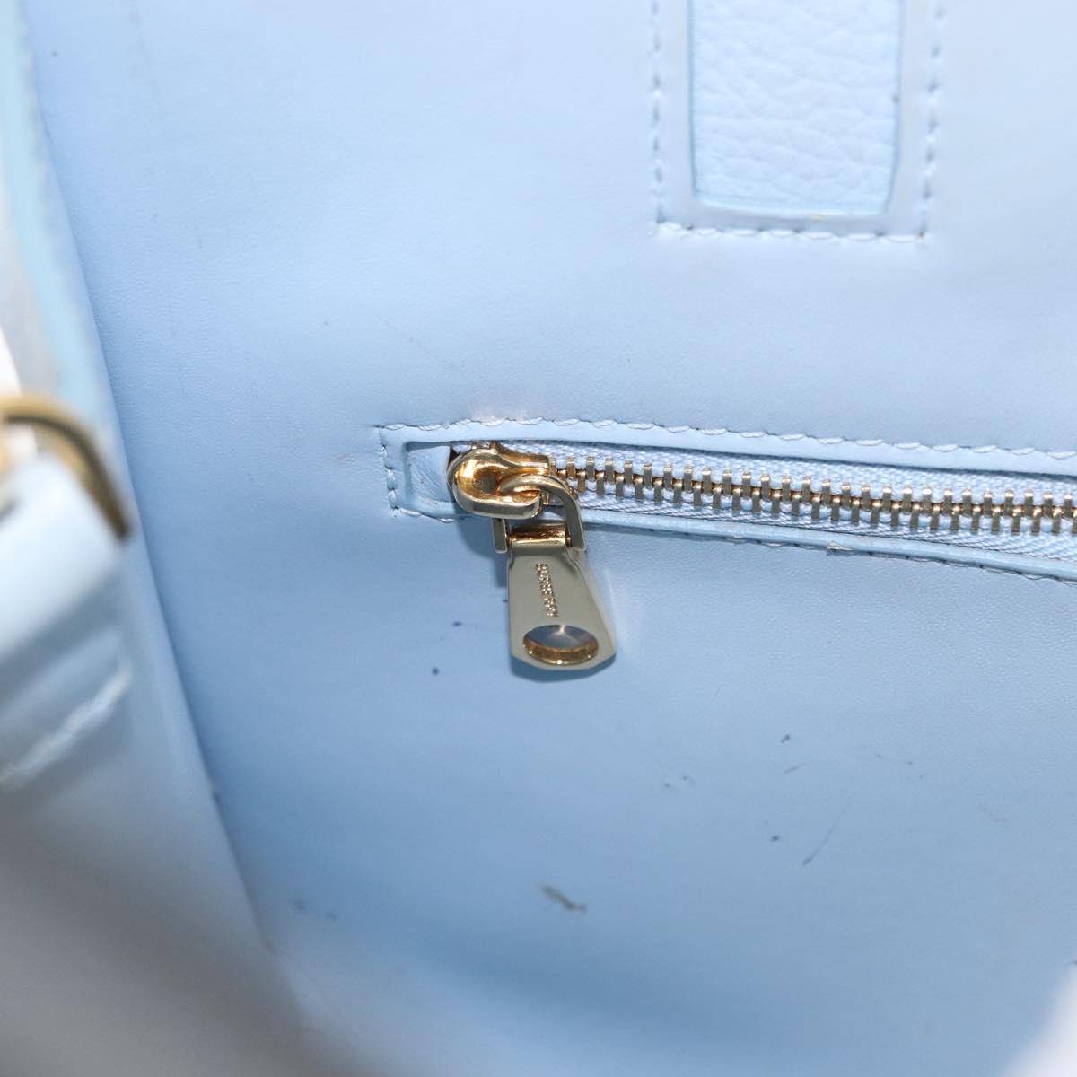 BURBERRY Frances Hand Bag Leather 2way Light Blue Gold Auth 149439