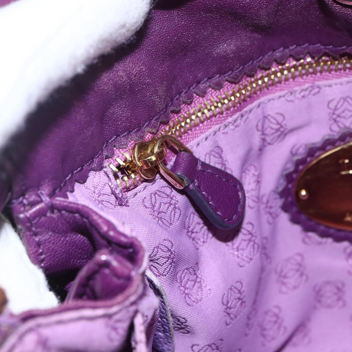 LOEWE Anagram Flamenco Shoulder Bag Leather Purple Gold Auth 149442