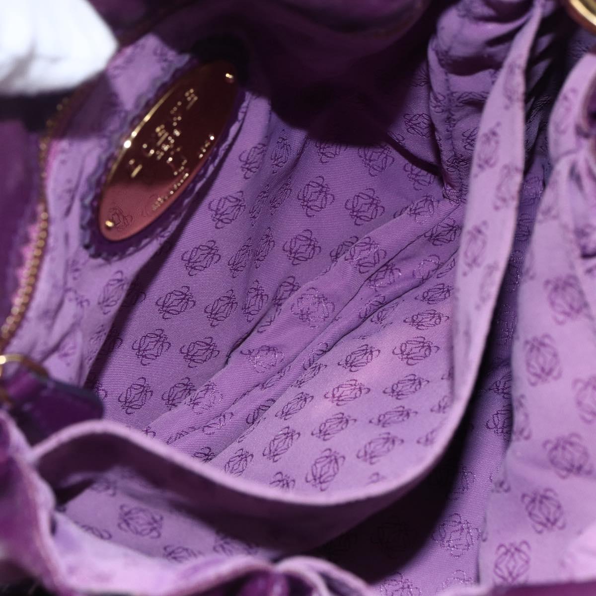 LOEWE Anagram Flamenco Shoulder Bag Leather Purple Gold Auth 149442