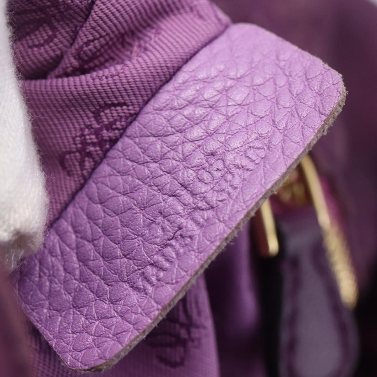 LOEWE Anagram Flamenco Shoulder Bag Leather Purple Gold Auth 149442