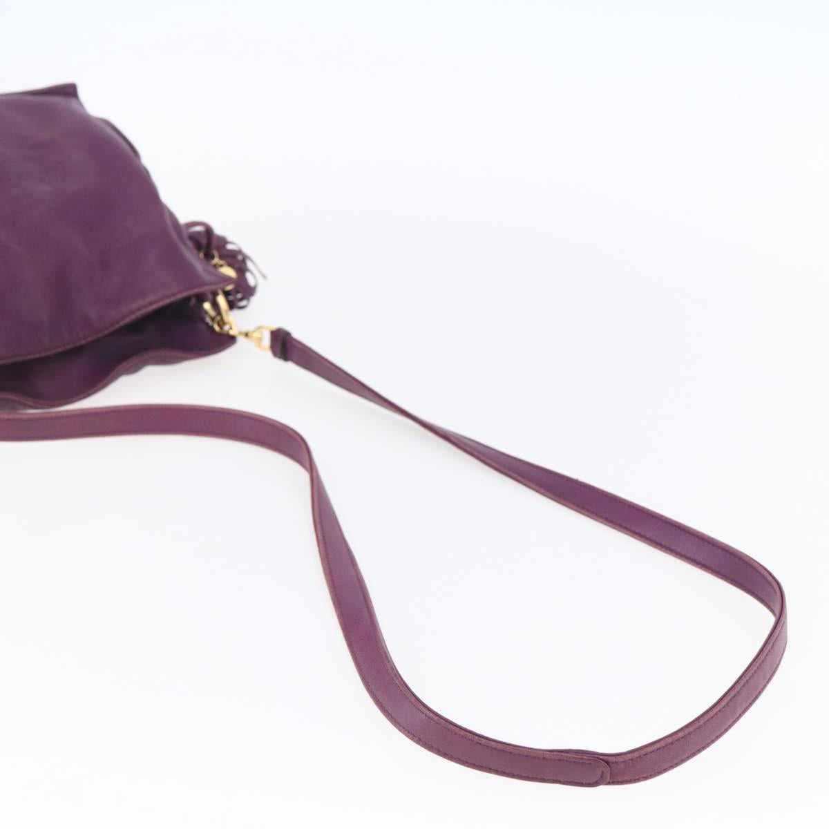 LOEWE Anagram Flamenco Shoulder Bag Leather Purple Gold Auth 149442