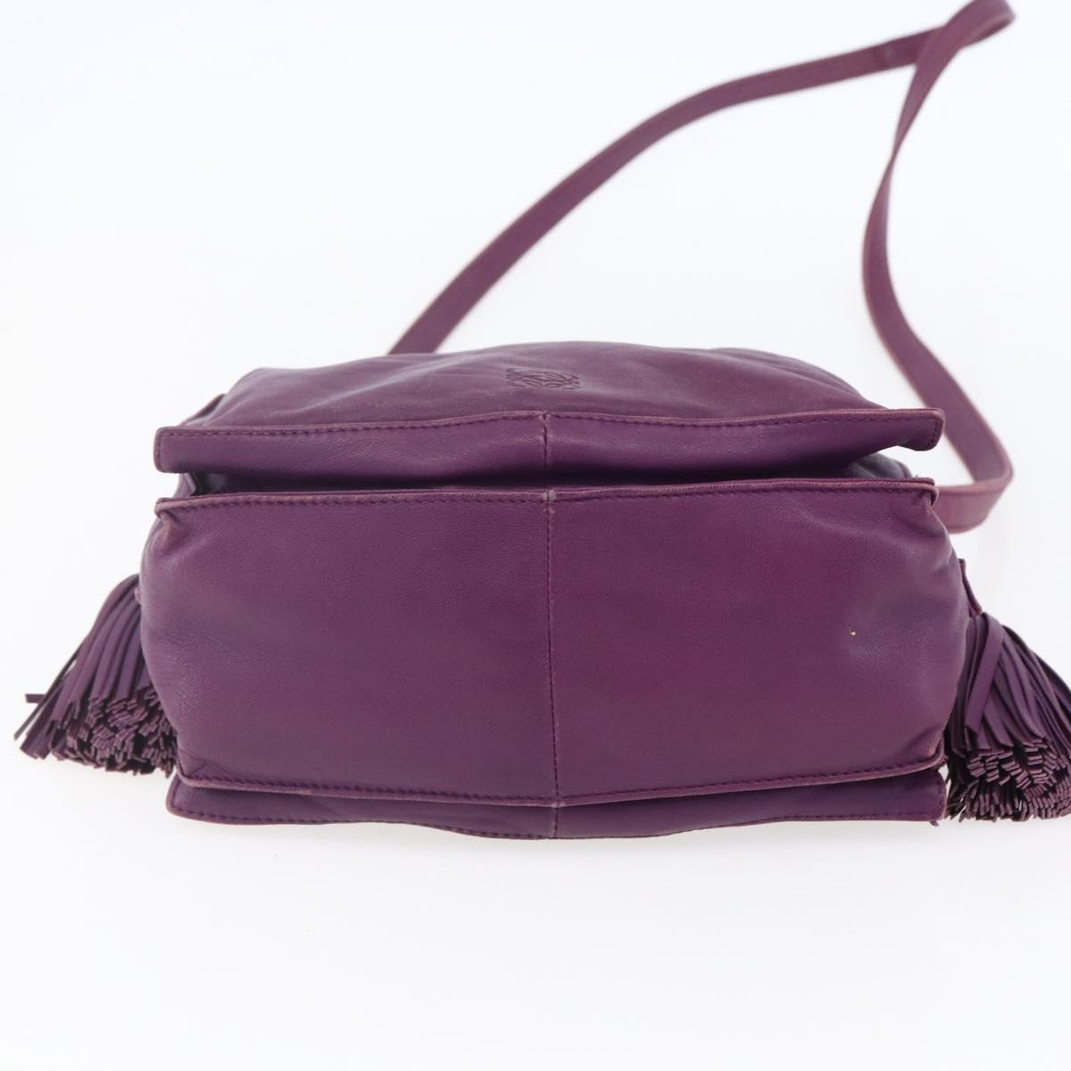 LOEWE Anagram Flamenco Shoulder Bag Leather Purple Gold Auth 149442